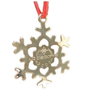 Liz Claiborne 2002 Silver Snowflake Christmas Tree Ornament, 1.25”